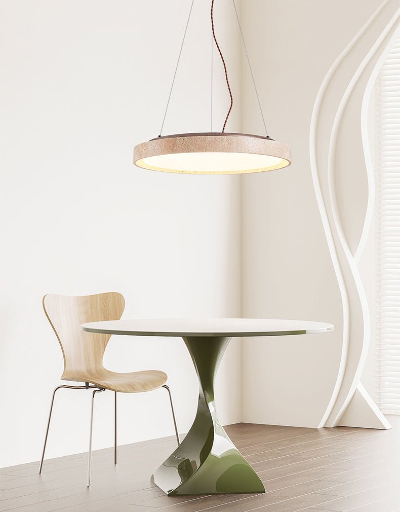 travertine-circle-led-pendant-light-anzaz-Yellow Travertine & Dark walnut-2