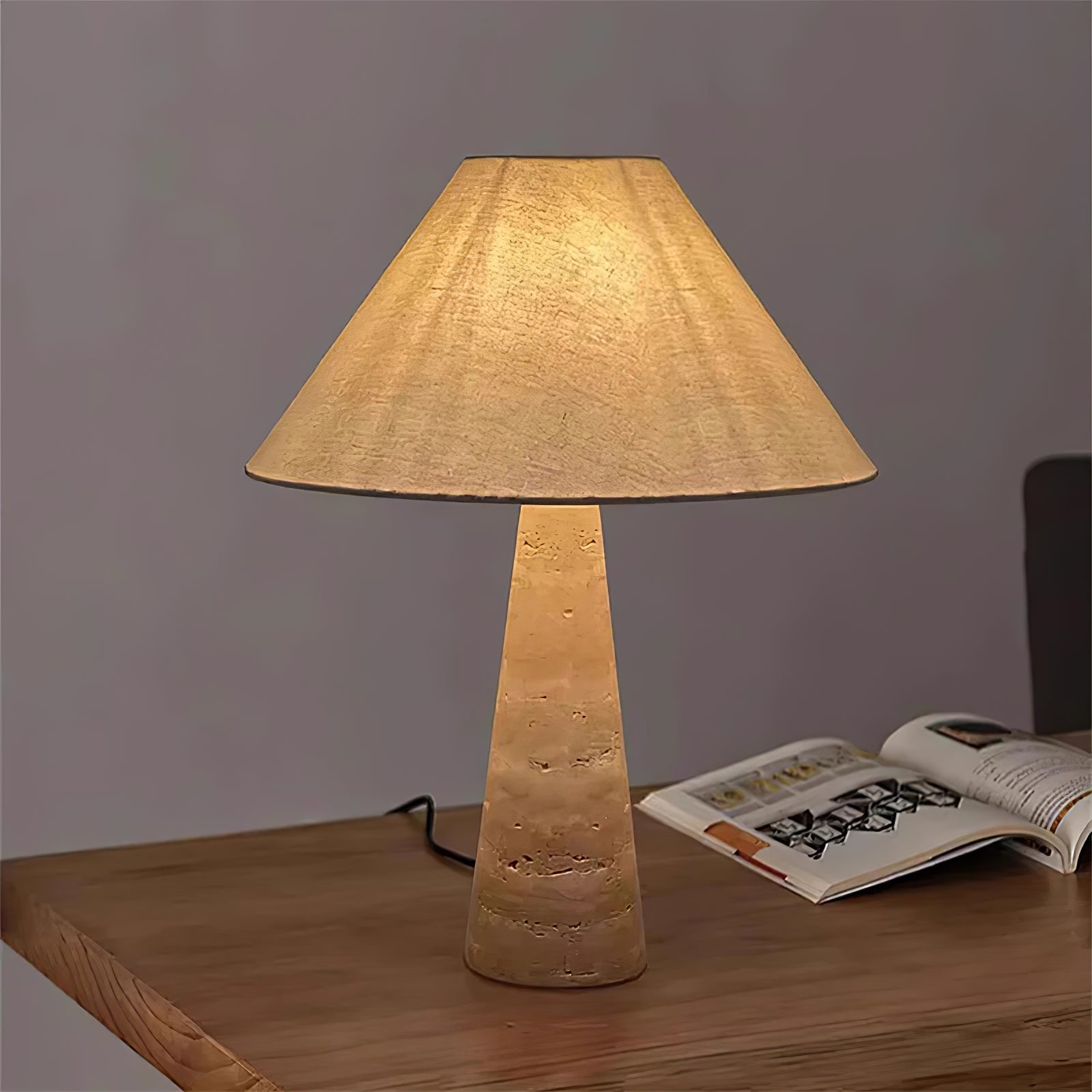 travertine-column-table-lamp-anzaz-Yellow Travertine & White-4