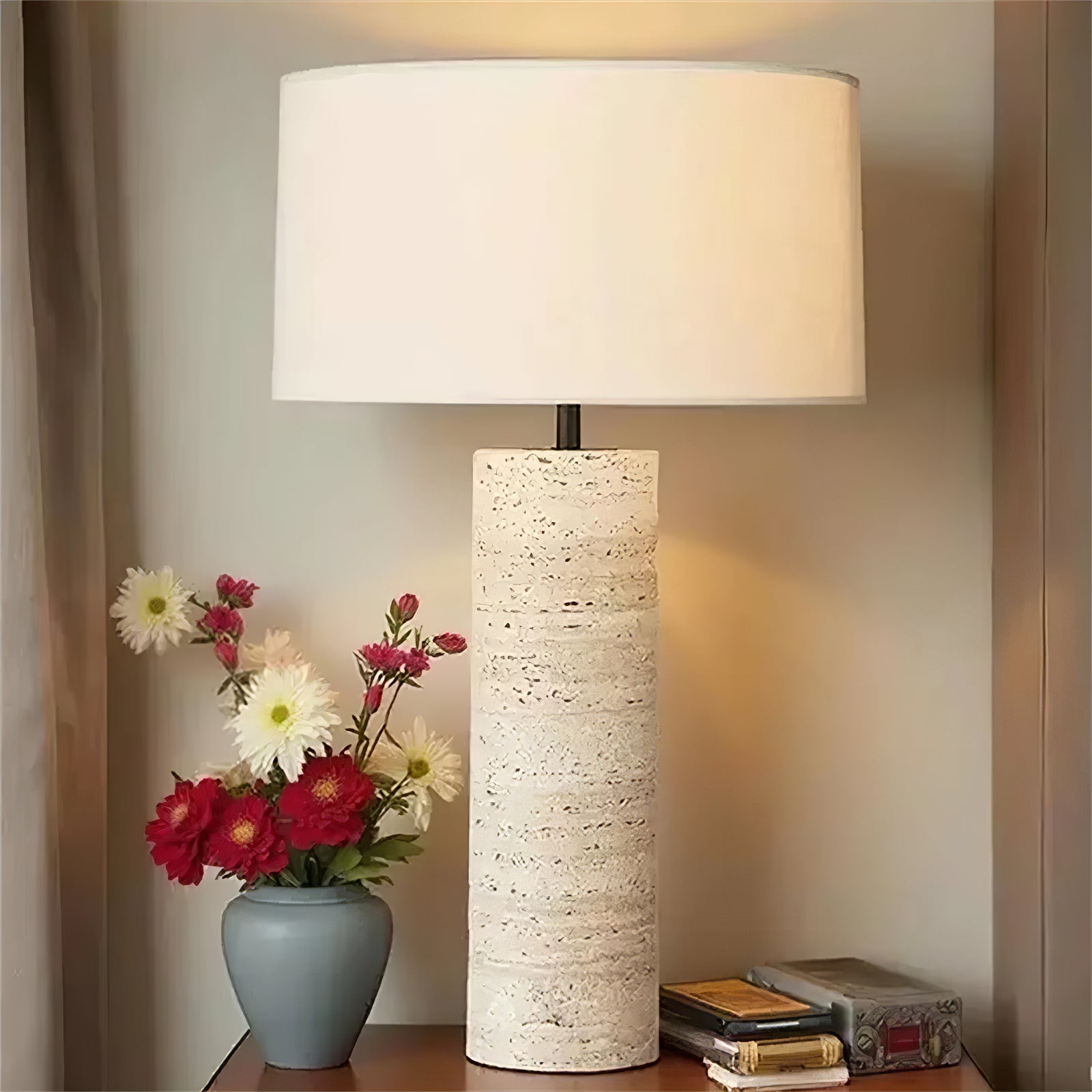 travertine-column-table-lamp-anzaz-Yellow Travertine & White-11