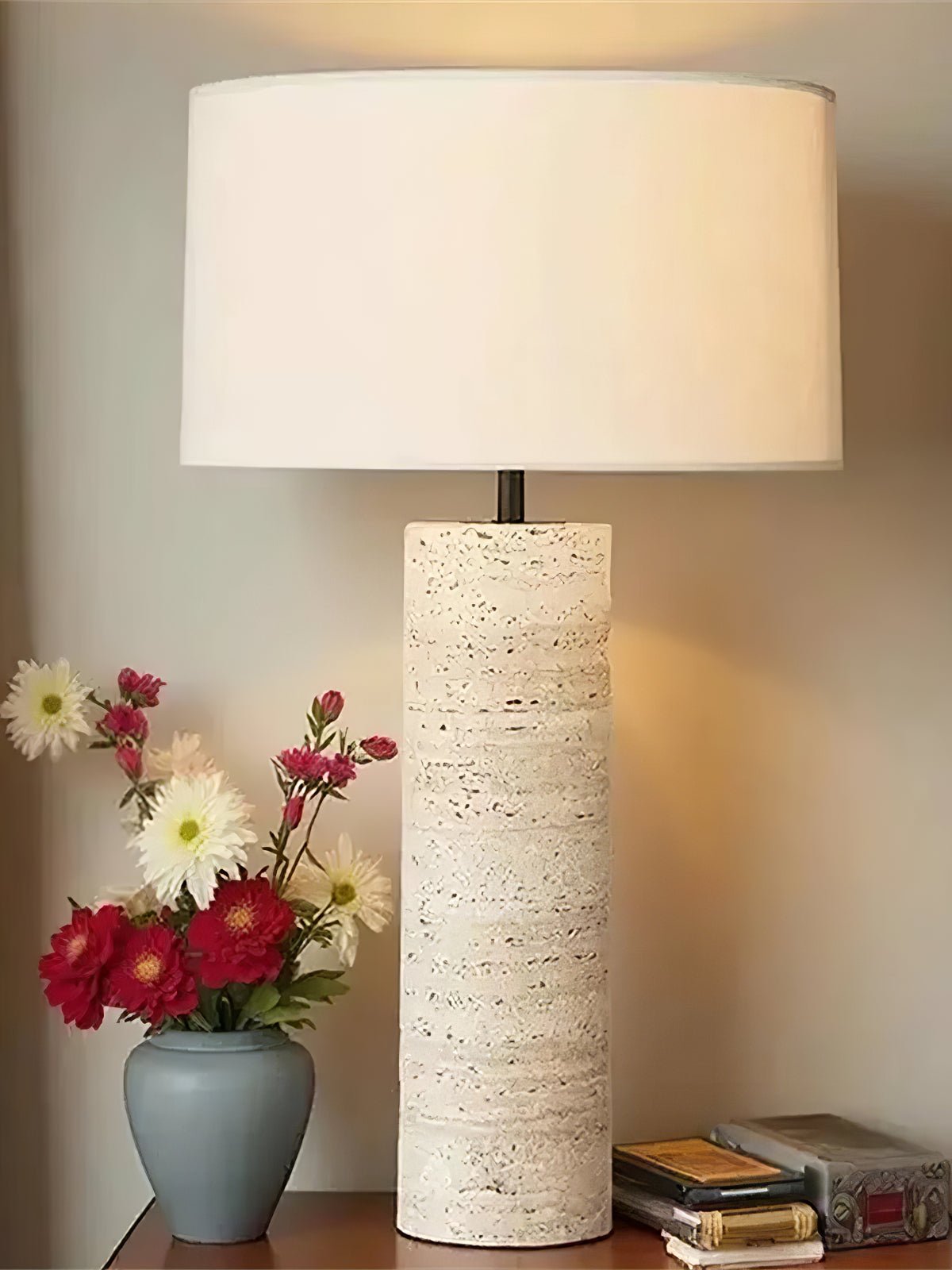 travertine-column-table-lamp-anzaz-Yellow Travertine & White-8