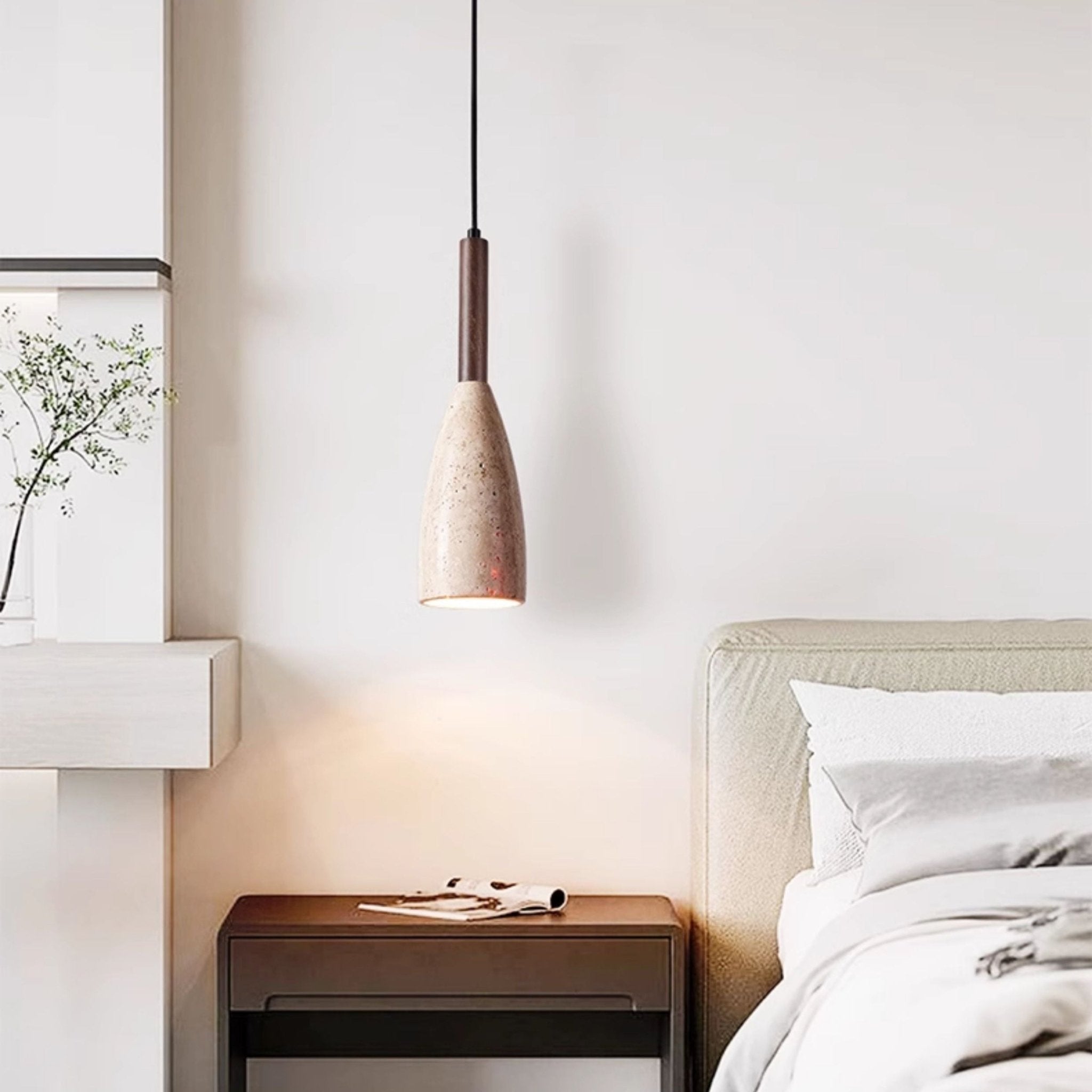travertine-teardrop-pendant-light-anzaz-Yellow Travertine & Walnut color-2