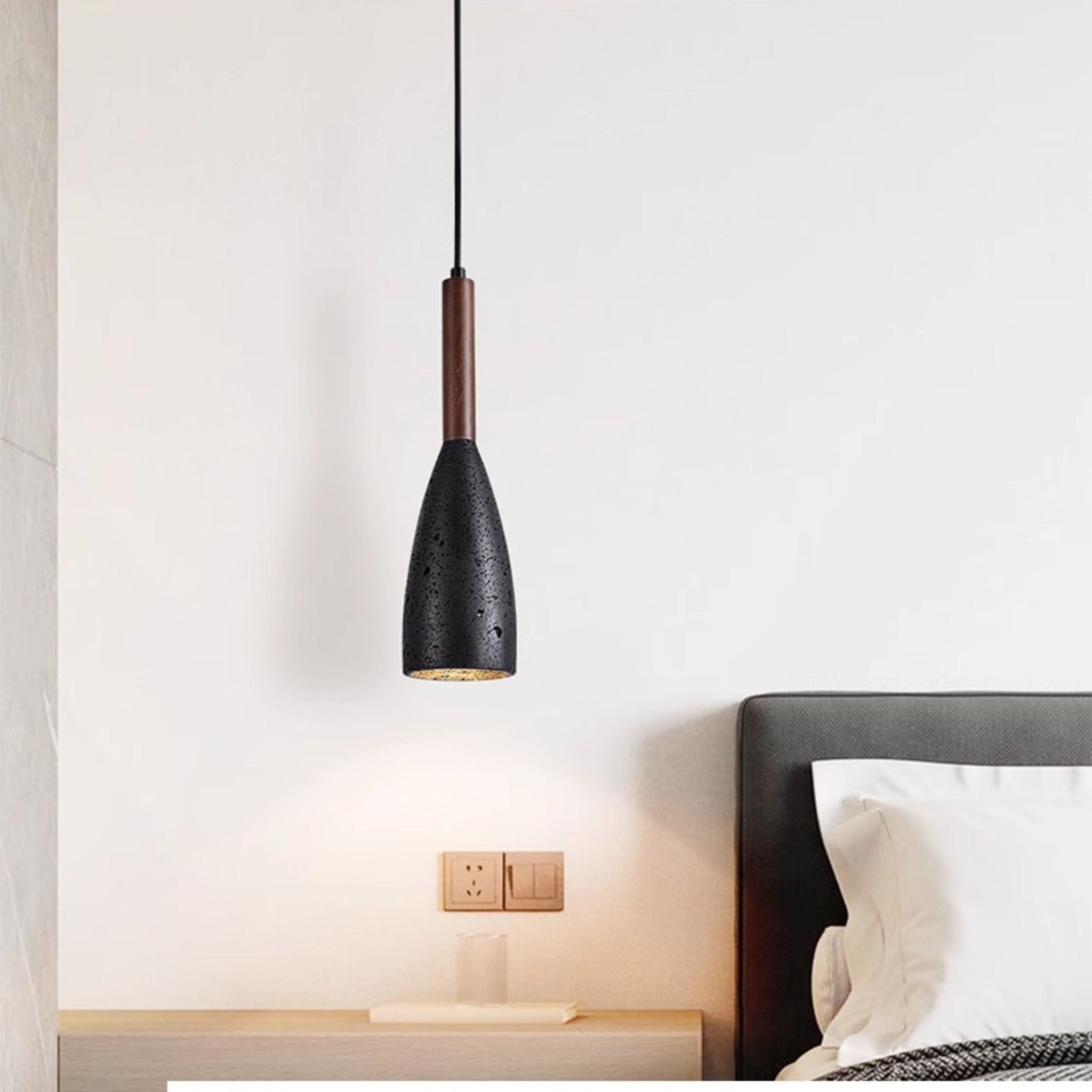 travertine-teardrop-pendant-light-anzaz-Black Travertine & Walnut color-3