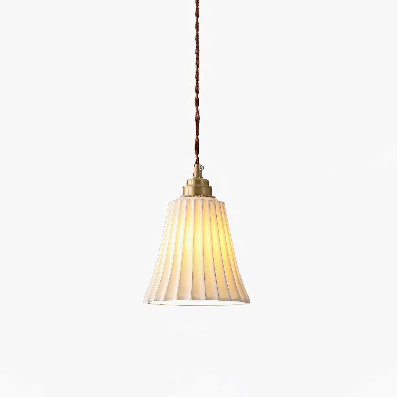trumpet-ceramic-pendant-light-anzaz-Brass & White ceramic-1