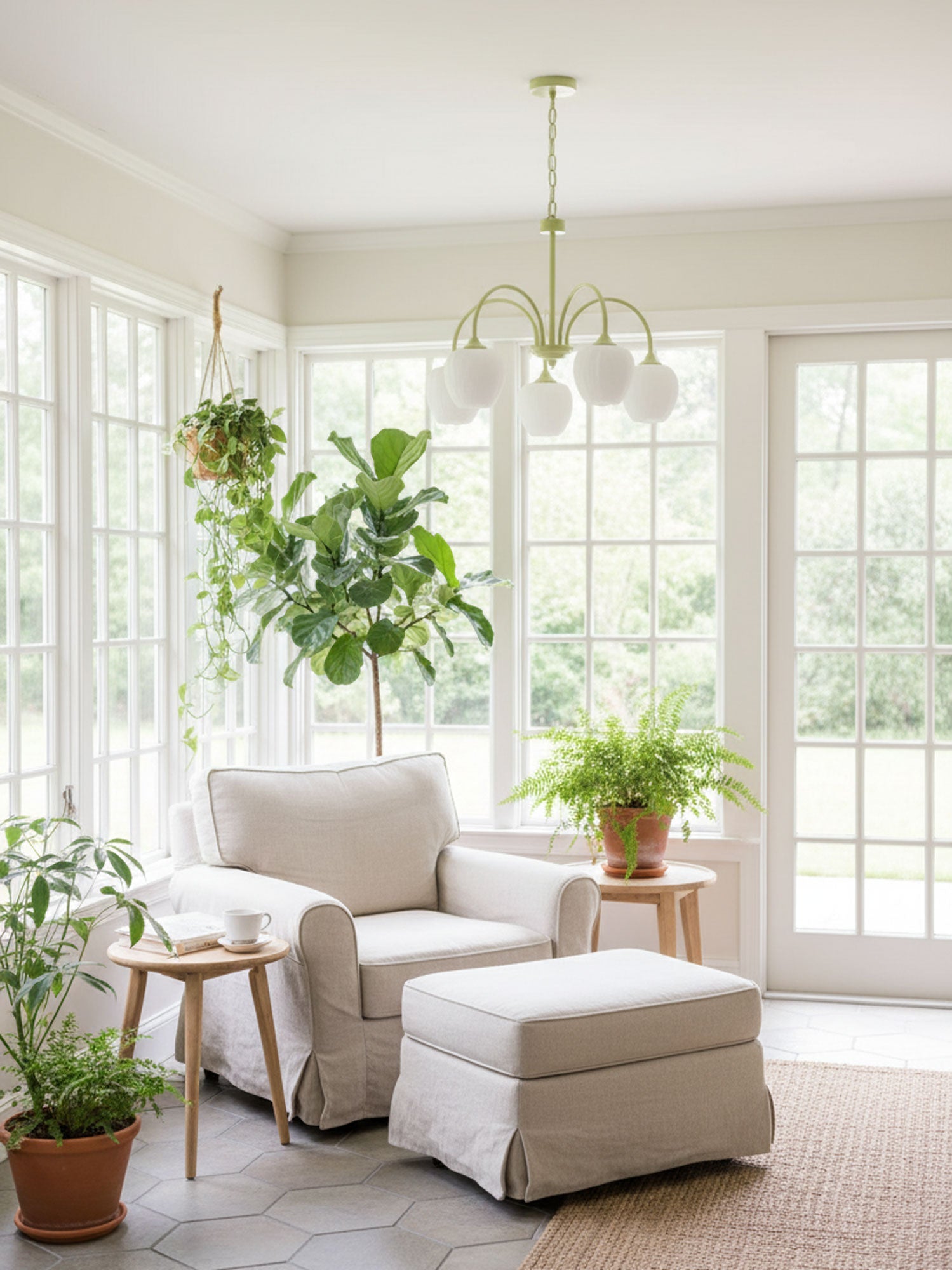 tulip-matcha-chandelier-anzaz-Matcha & White glass-3