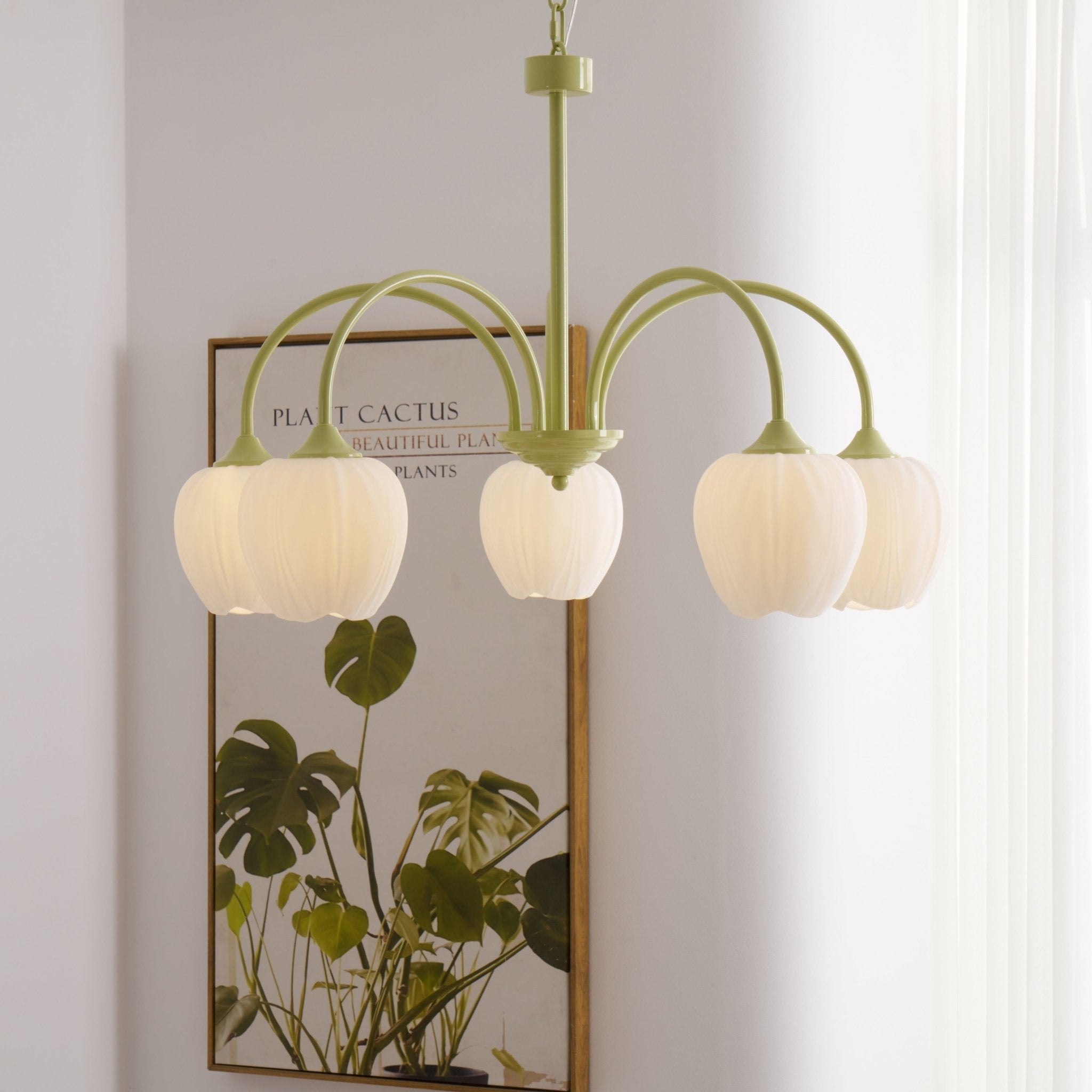 tulip-matcha-chandelier-anzaz-Matcha & White glass-2