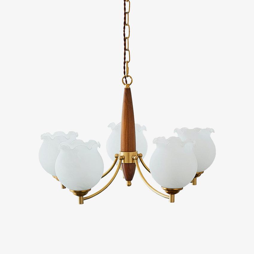 tulips-glass-wood-chandelier-anzaz-Brass+Wooden＆White-1