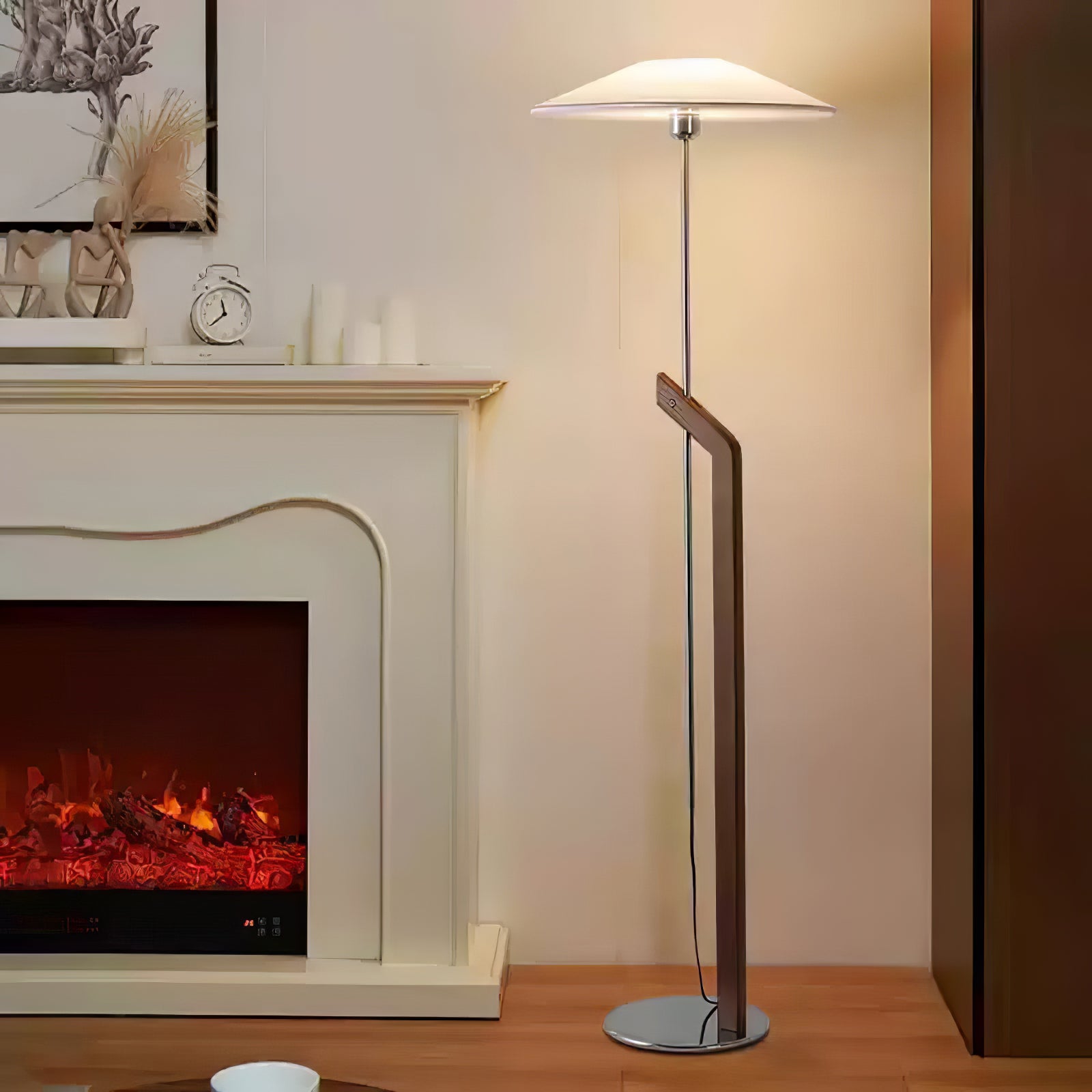 umbrella-floor-lamp-anzaz-Walnut Color & White Lampshade-2