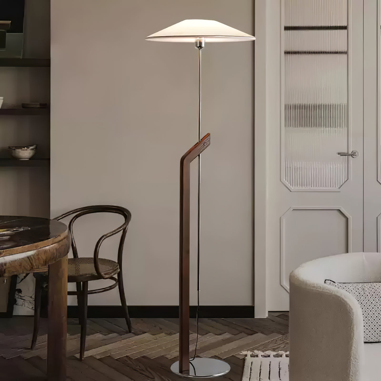 umbrella-floor-lamp-anzaz-Walnut Color & White Lampshade-3