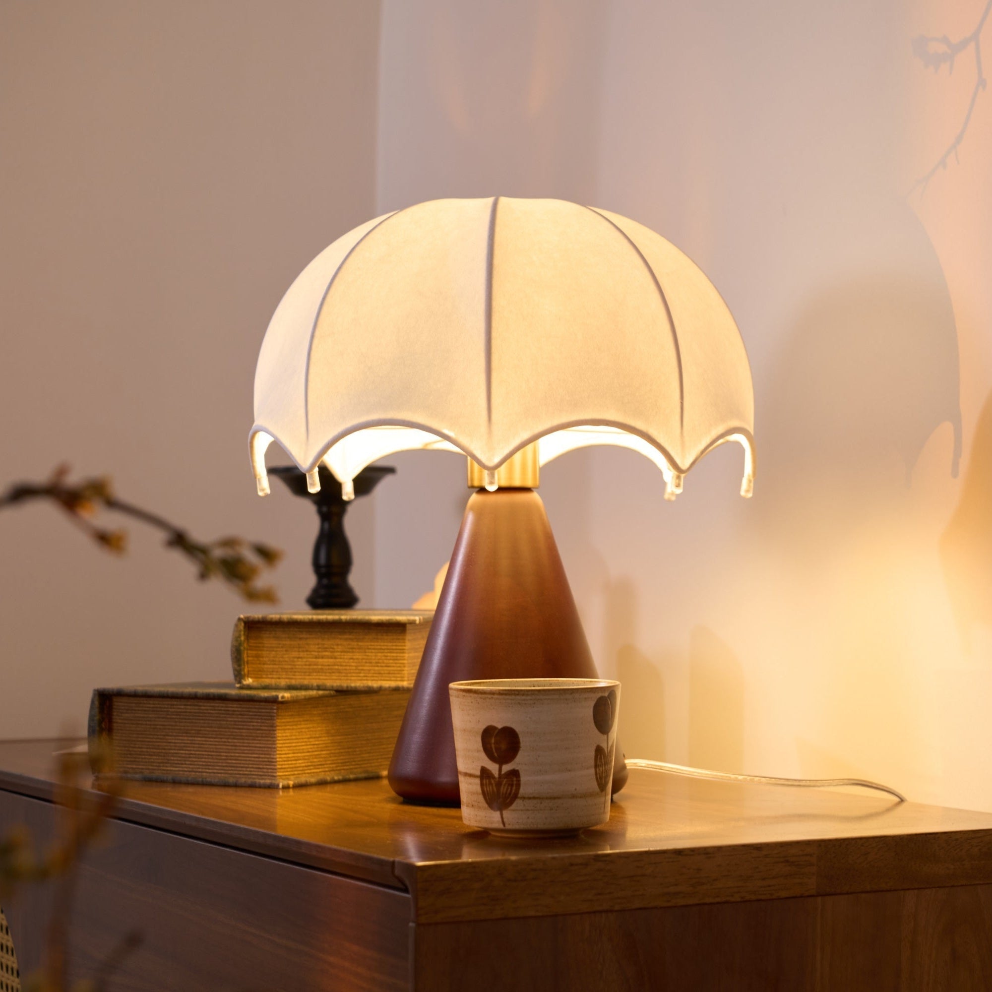 umbrella-silk-table-lamp-anzaz-Walnut Wood & White-2
