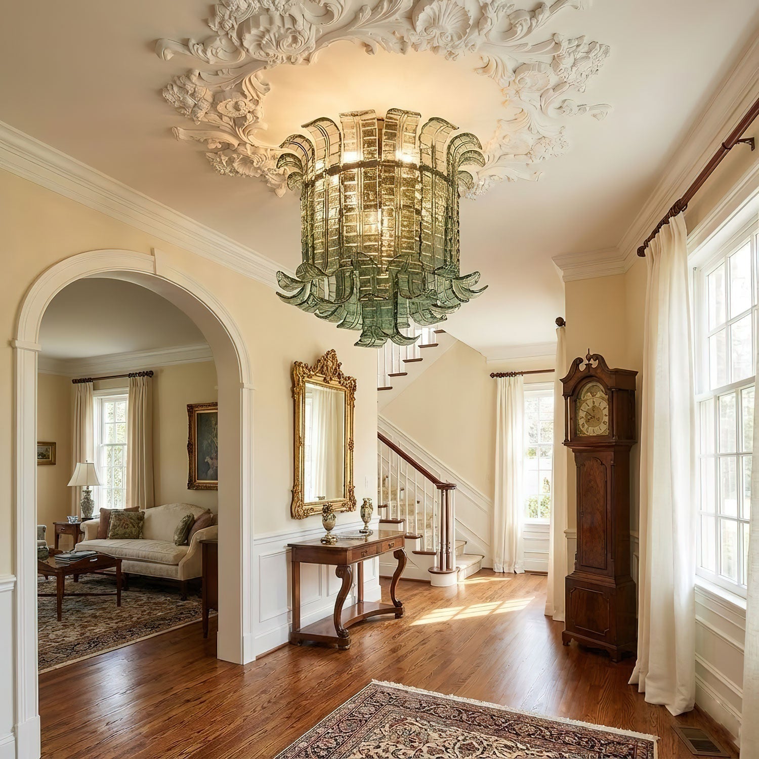 valvaleria-murano-glass-ceiling-lamp-anzaz-Nickel & Green-2