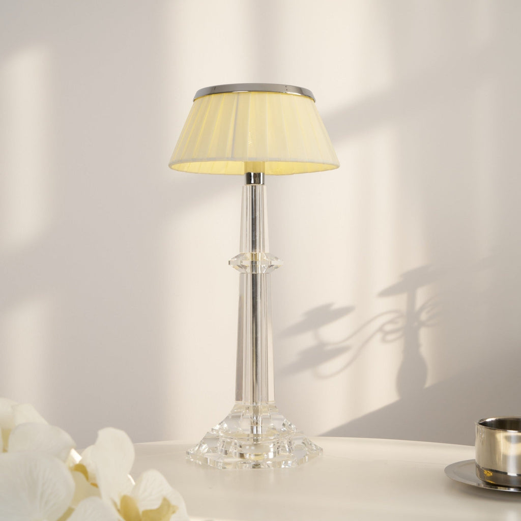 versailles-table-lamp-anzaz-Chrome & Clear & Beige lampshade-4