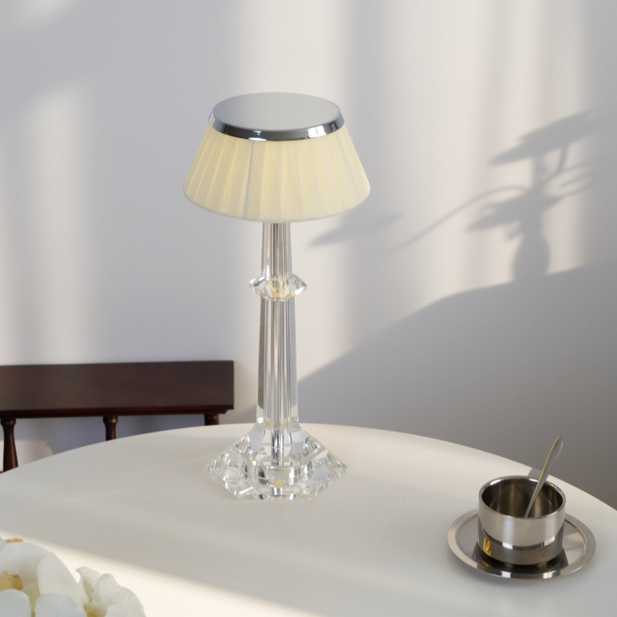 versailles-table-lamp-anzaz-Chrome & Clear & Pink lampshade-9