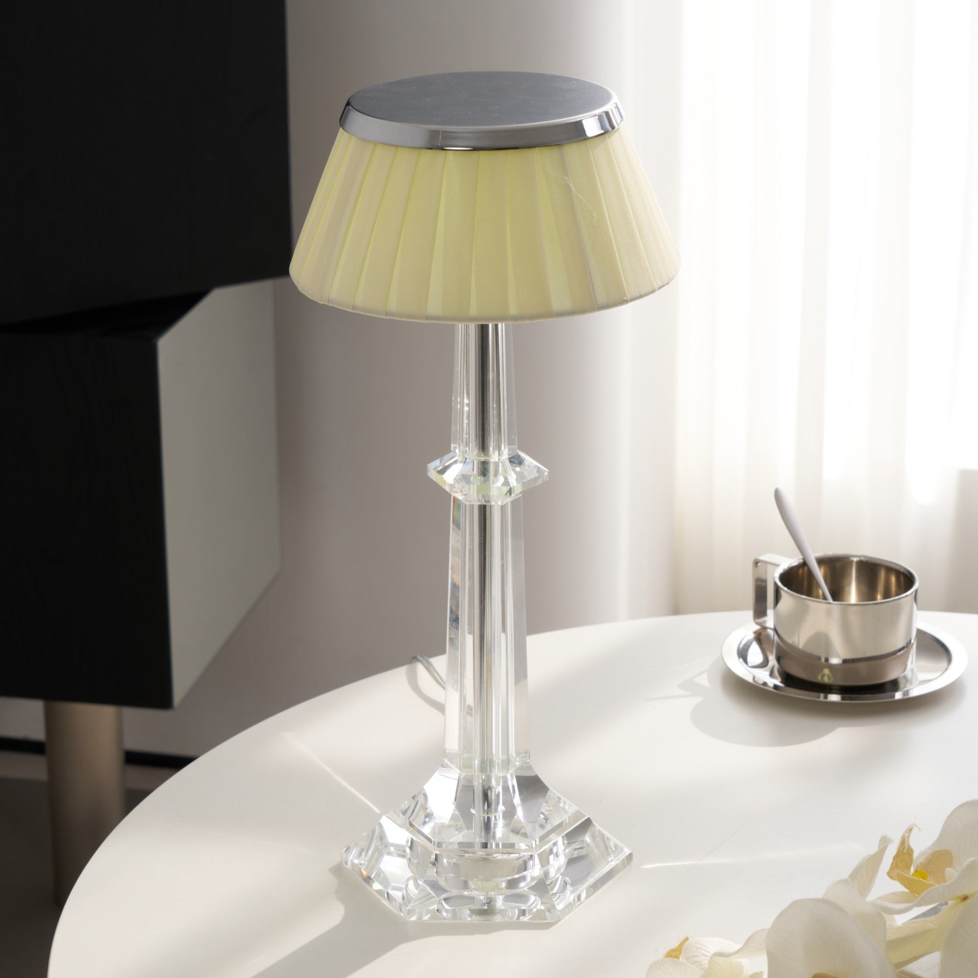 versailles-table-lamp-anzaz-Chrome & Clear & Pink lampshade-12