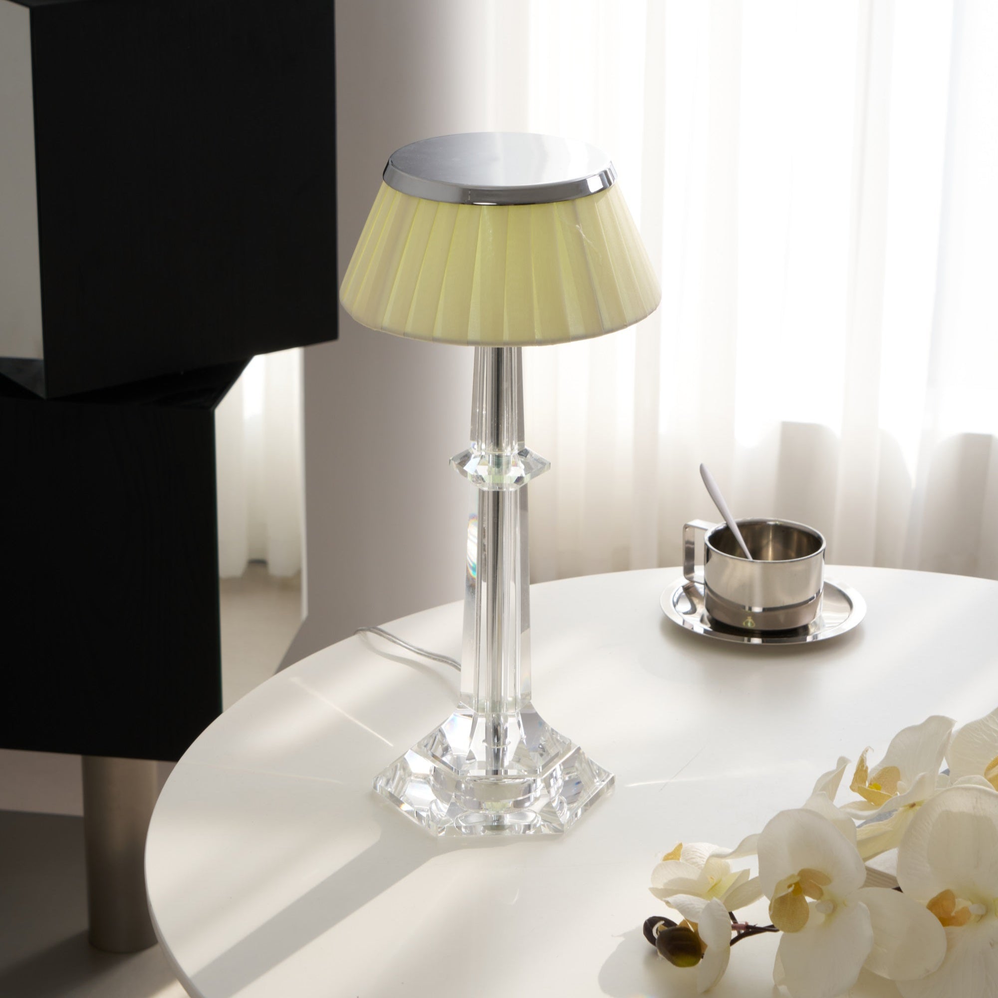 versailles-table-lamp-anzaz-Chrome & Clear & Blue lampshade-5
