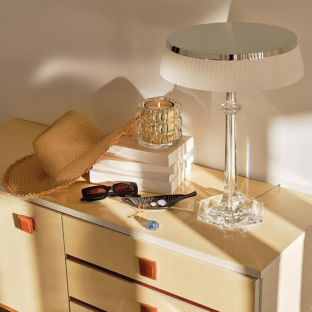 versailles-table-lamp-anzaz-Chrome & Clear & Beige lampshade-2