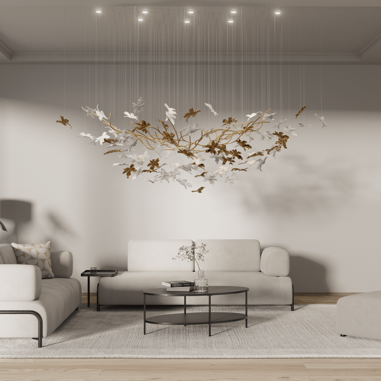 vine-chandelier-anzaz-Gold & White（Warm Light）-2
