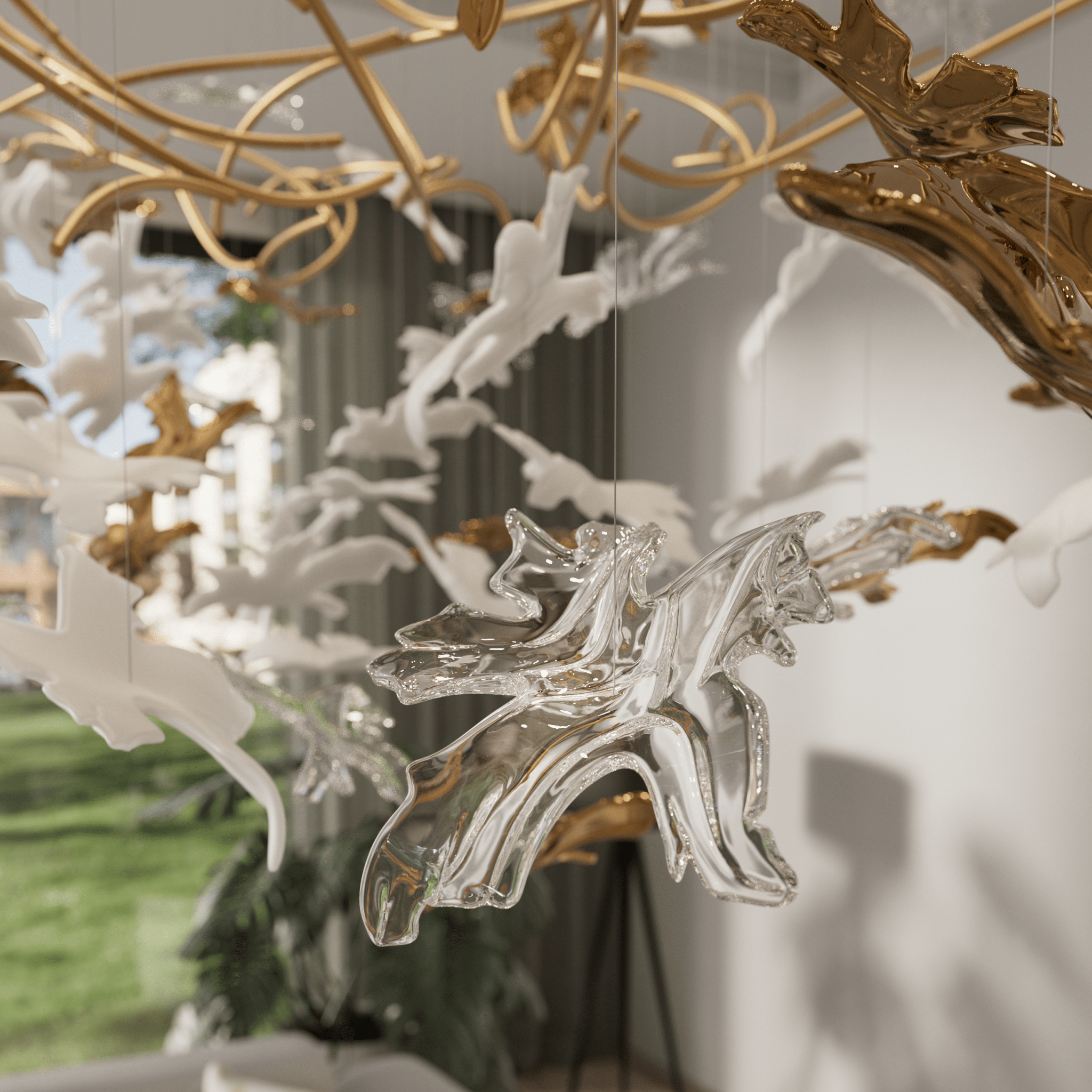 vine-chandelier-anzaz-Gold & White（Warm Light）-4