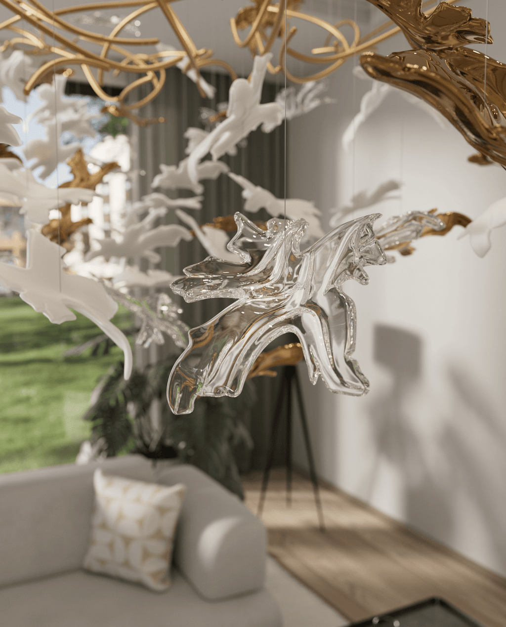 vine-chandelier-anzaz-Gold & White（Warm Light）-5