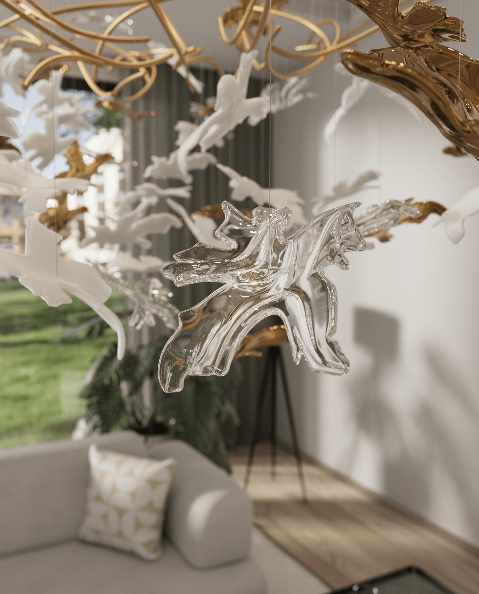 vine-chandelier-anzaz-Gold & White（Warm Light）-5