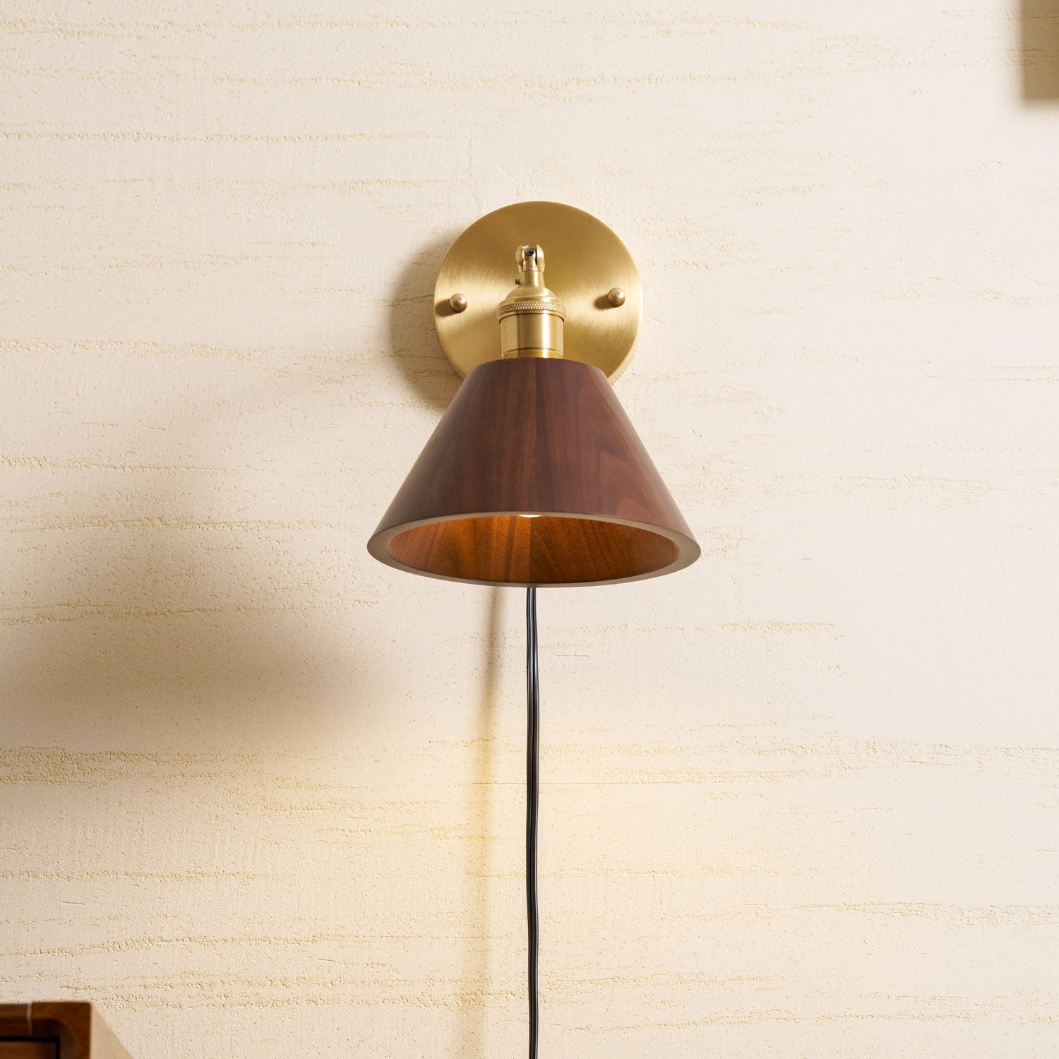 vintage-wood-plug-in-wall-lamp-anzaz-Brass + Black Walnut Wood-4