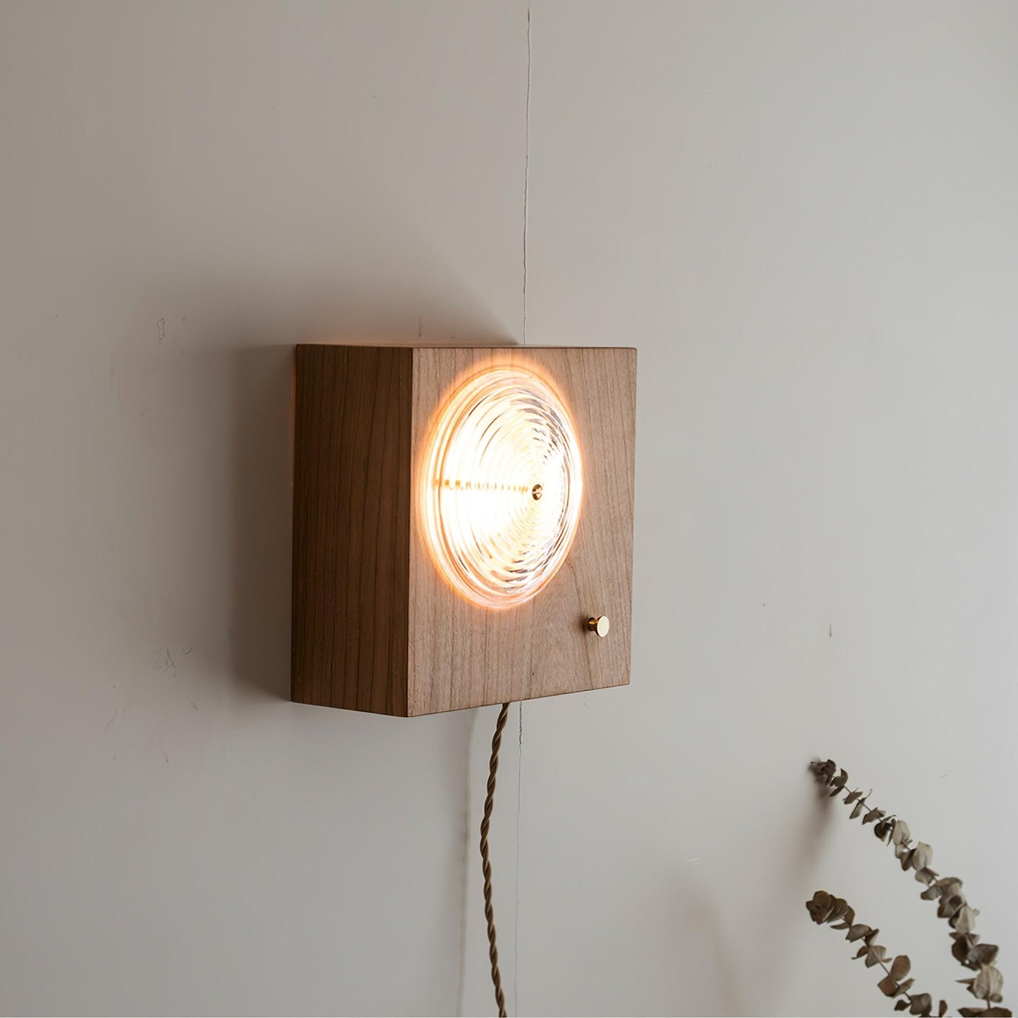 vintage-camera-wall-lamp-anzaz-Cherry Wood Color & Opaque Striped Glass-2