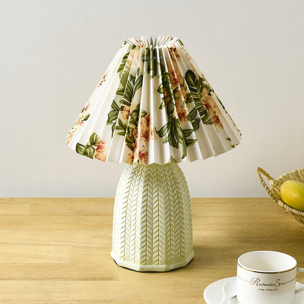 vintage-pleated-table-lamp-anzaz-Light green+White Printed Pattern-8