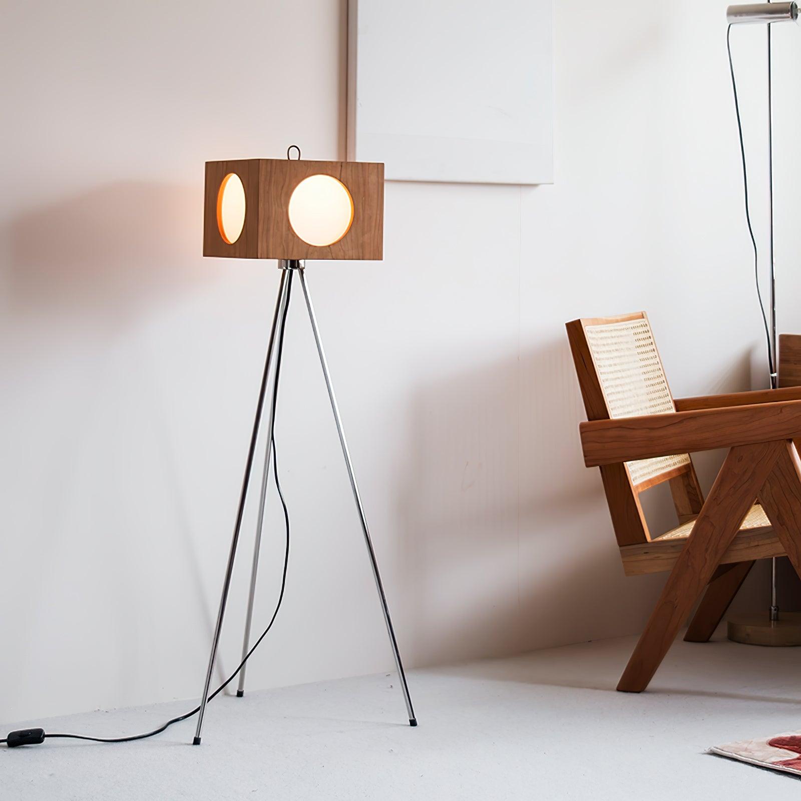 vintage-tripod-camera-floor-lamp-anzaz-Cherry wood color-2