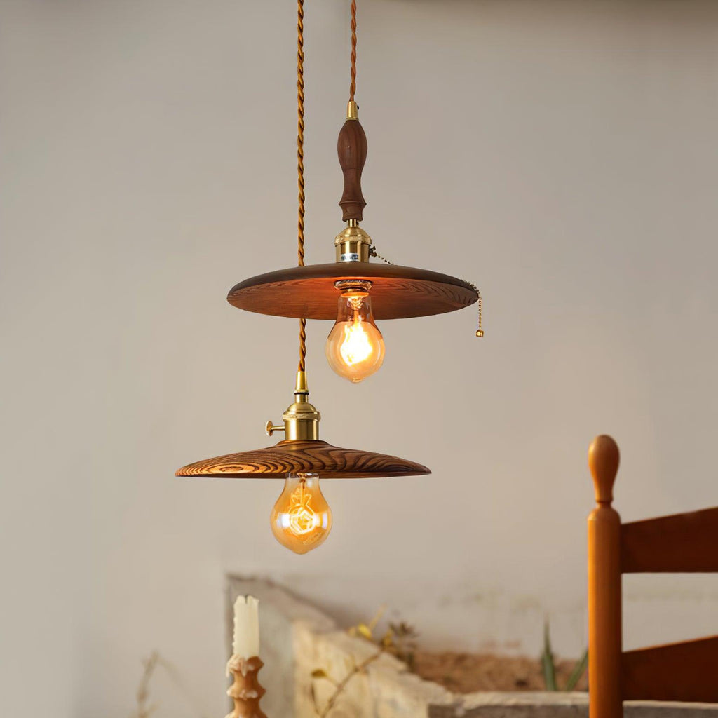 walnut-conical-pendant-light-anzaz-Brass & Walnut-2