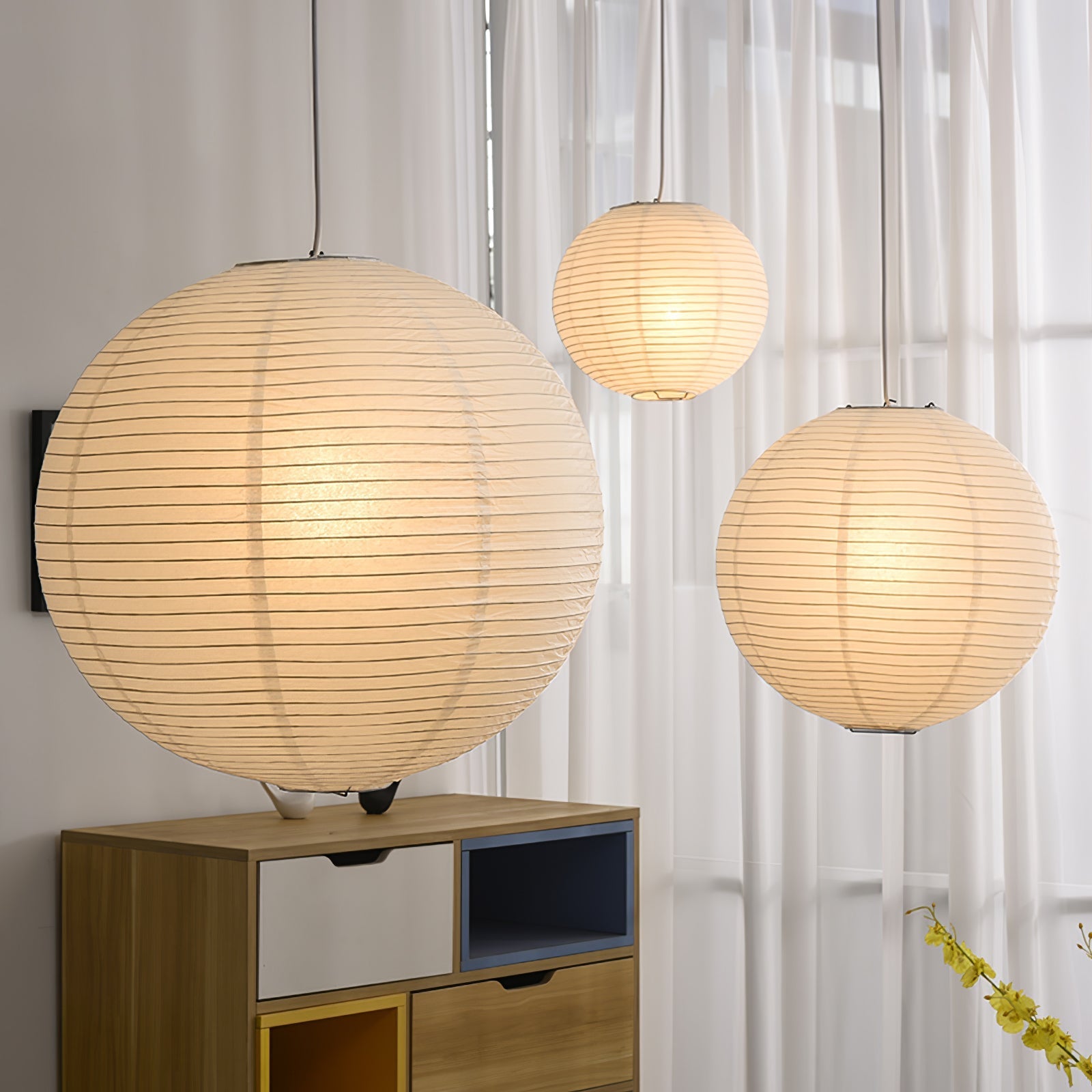 rice-paper-pendant-lamp-anzaz-White Lampshade & White Cable-5