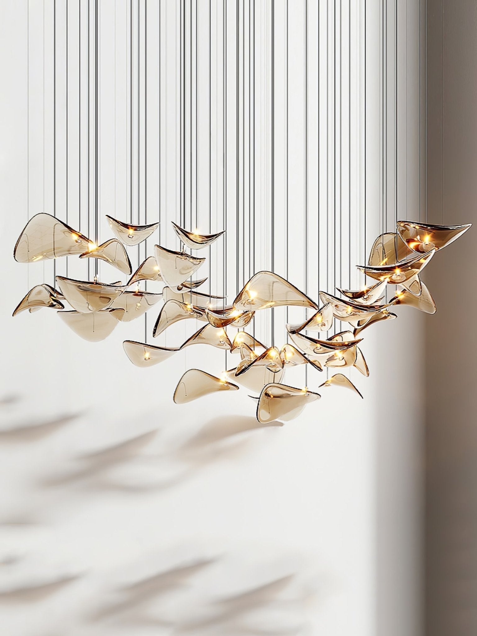 wave-floating-leaf-chandelier-anzaz-Amber & Stainless steel-6