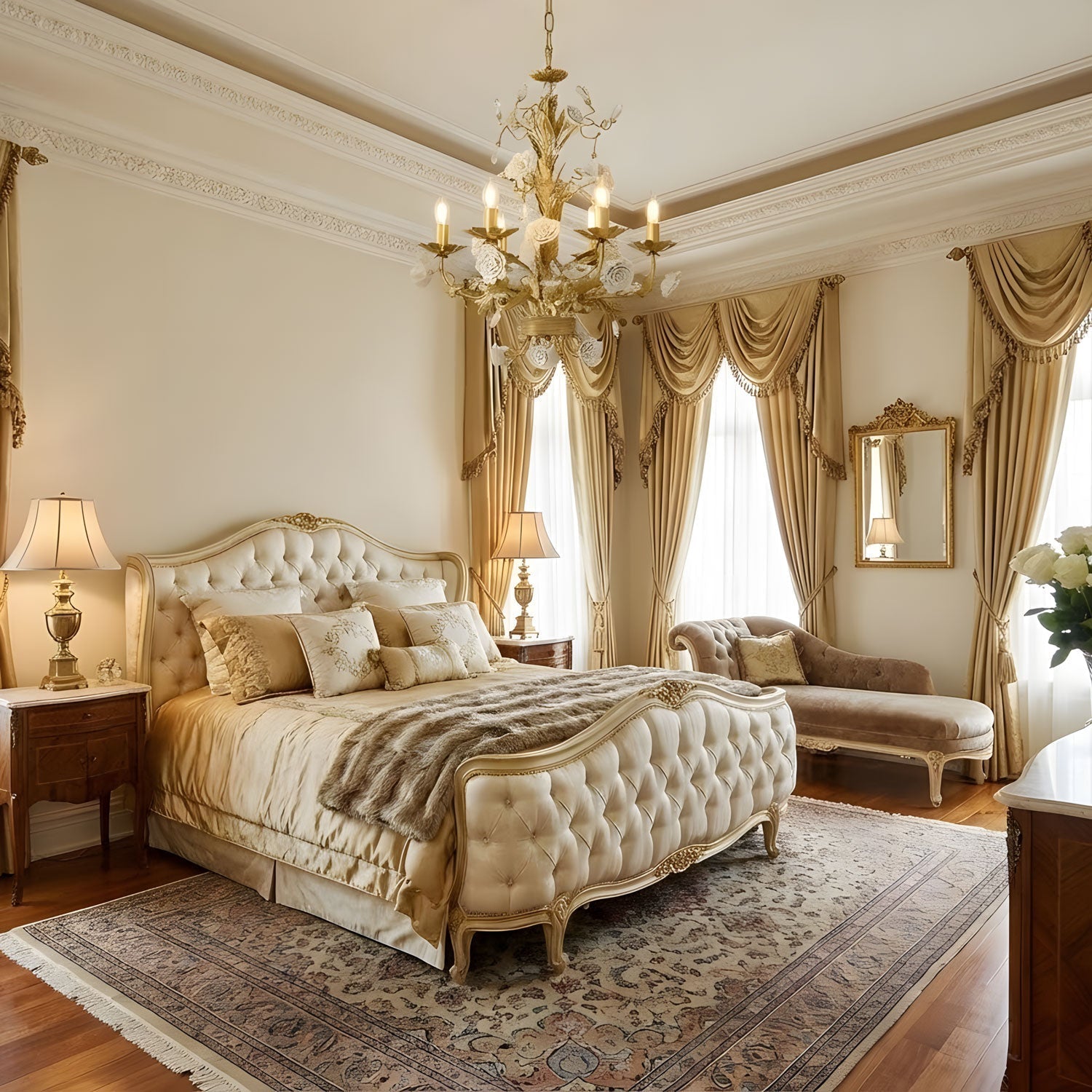 white-rose-crystal-chandelier-anzaz-Gold & White-2