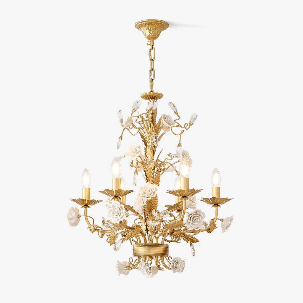 white-rose-crystal-chandelier-anzaz-Gold & White-1