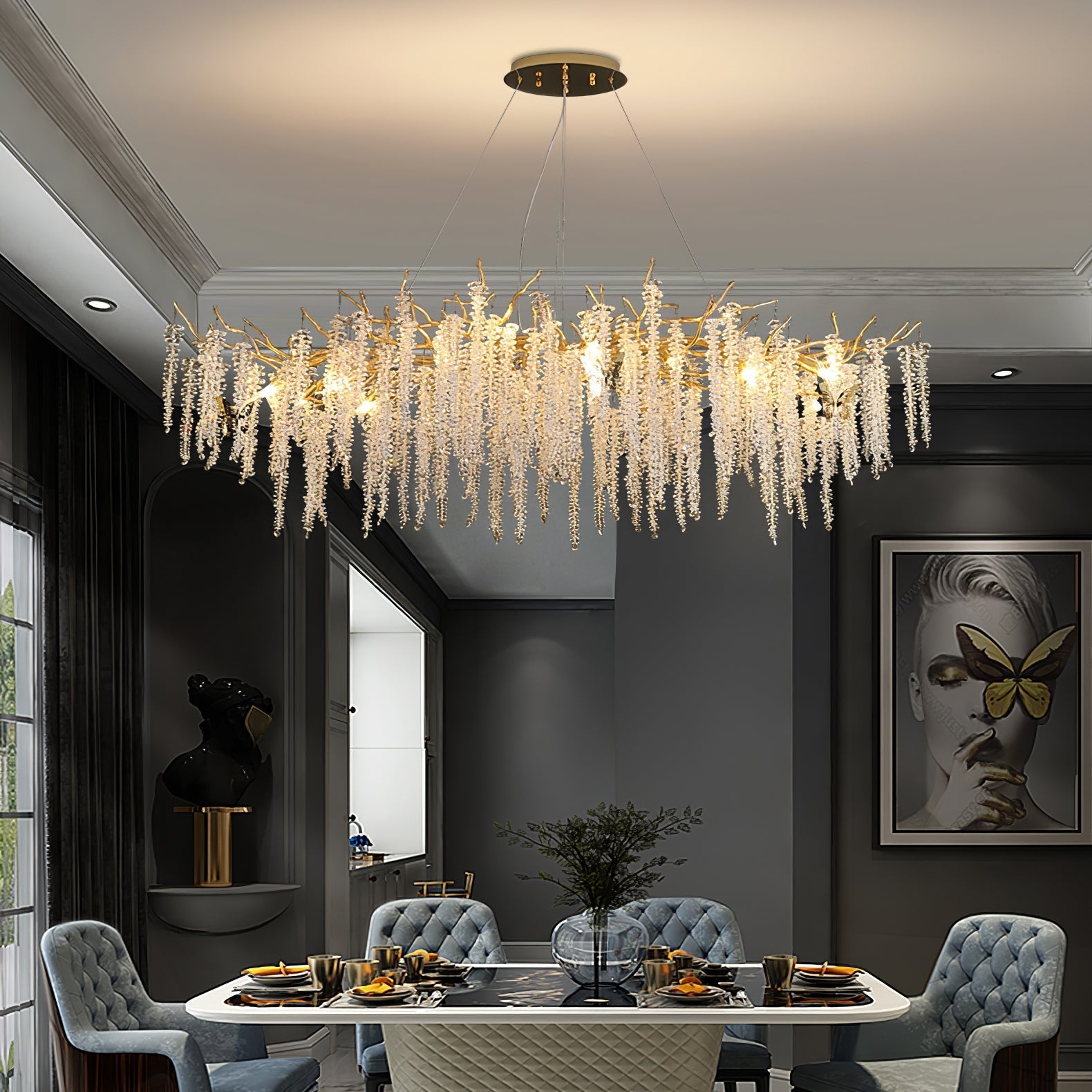 wisteria-flower-crystal-chandelier-anzaz-Gold & Clear crystal-3