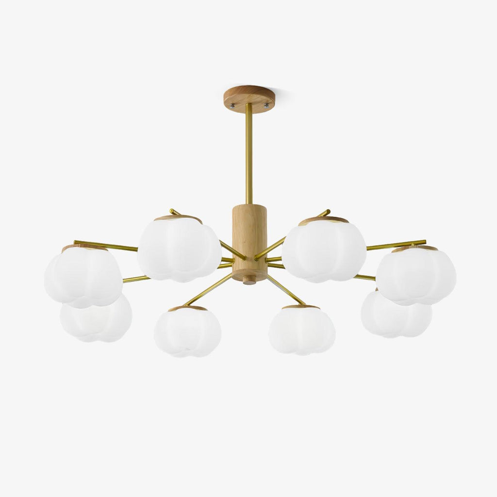 wooden-cotton-balls-chandelier-anzaz-Wood color & Gold & White-1