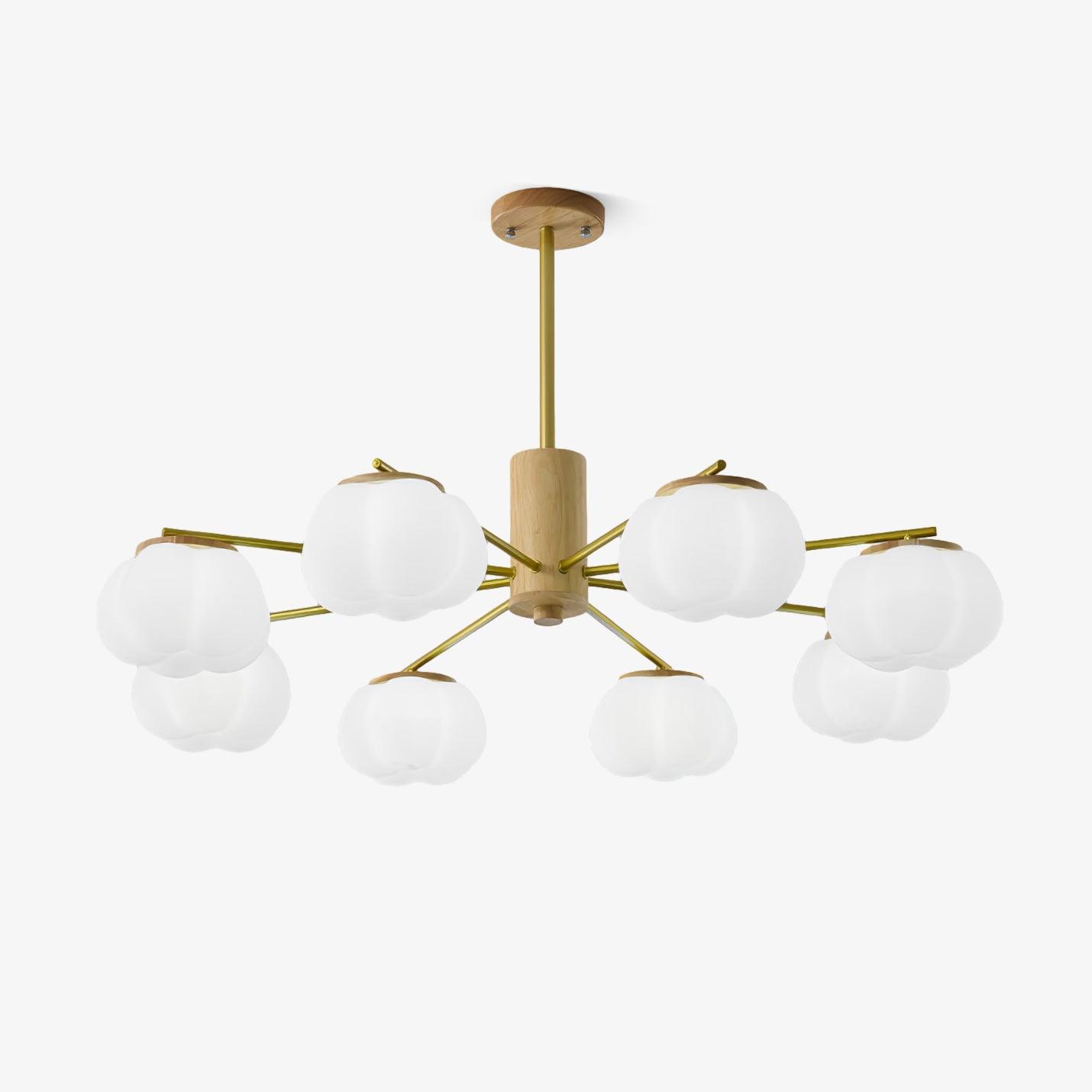 wooden-cotton-balls-chandelier-anzaz-Wood color & Gold & White-1