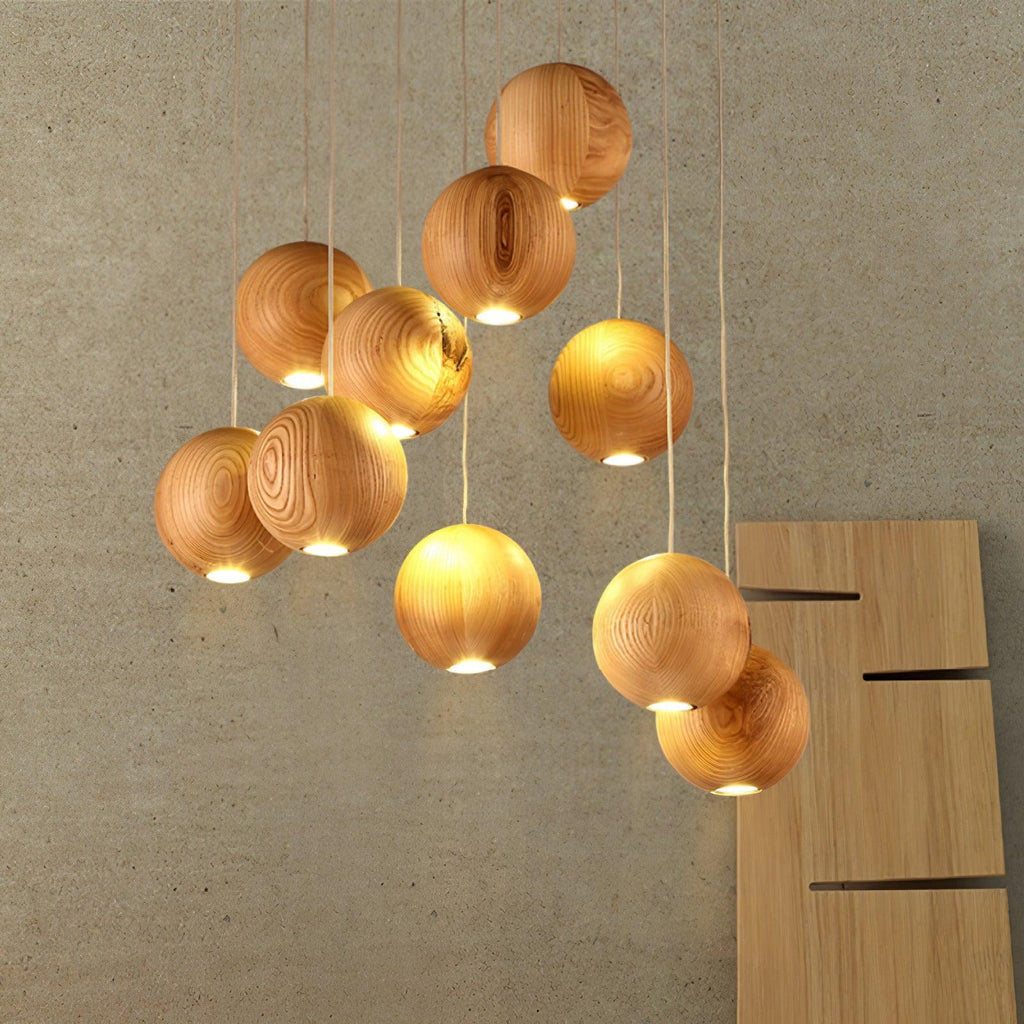 wooden-orb-sphere-cluster-pendant-light-anzaz-Nature wood color & Stainless steel-7