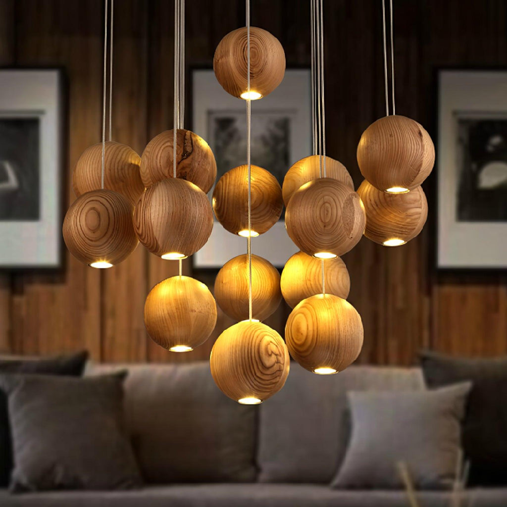 wooden-orb-sphere-cluster-pendant-light-anzaz-Nature wood color & Stainless steel-8