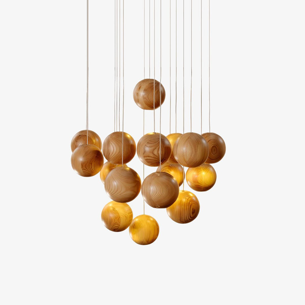 wooden-orb-sphere-cluster-pendant-light-anzaz-Nature wood color & Stainless steel-1
