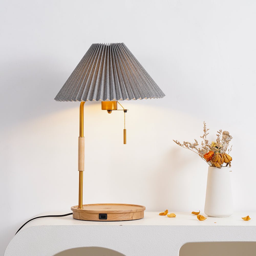 pleated-retro-wooden-table-lamp-anzaz-Wood color & Beige-4