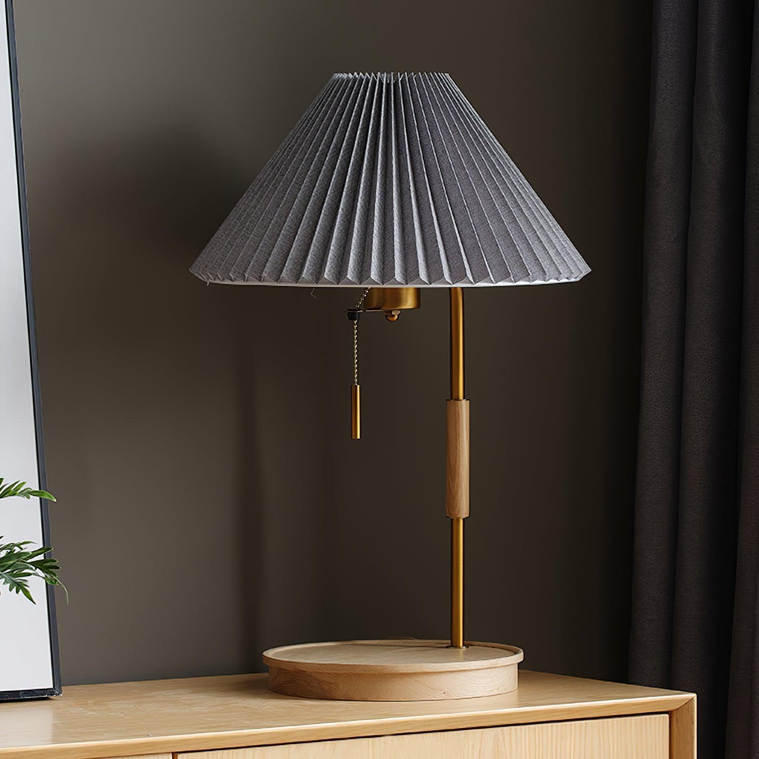 pleated-retro-wooden-table-lamp-anzaz-Wood color & Grey-5