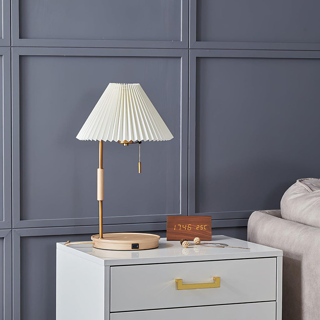 pleated-retro-wooden-table-lamp-anzaz-Wood color & Grey-7
