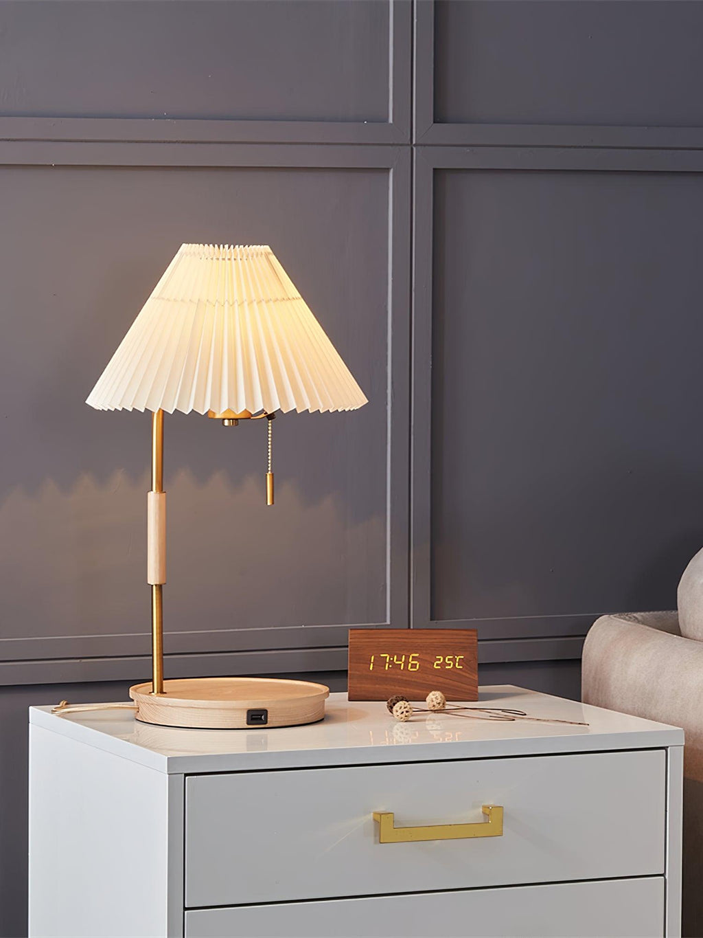 pleated-retro-wooden-table-lamp-anzaz-Wood color & Grey-8