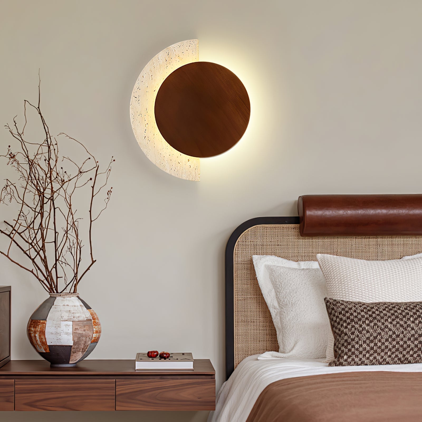 crescent-halo-wall-sconce-anzaz-Yellow Travertine & Wood Color-2