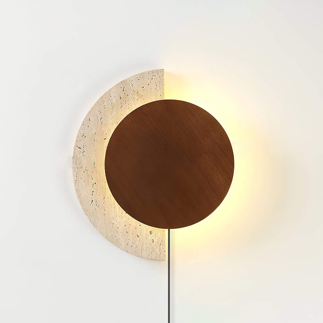 crescent-halo-plug-in-wall-sconce-anzaz-Yellow Travertine & Walnut Color (Warm Light)-4