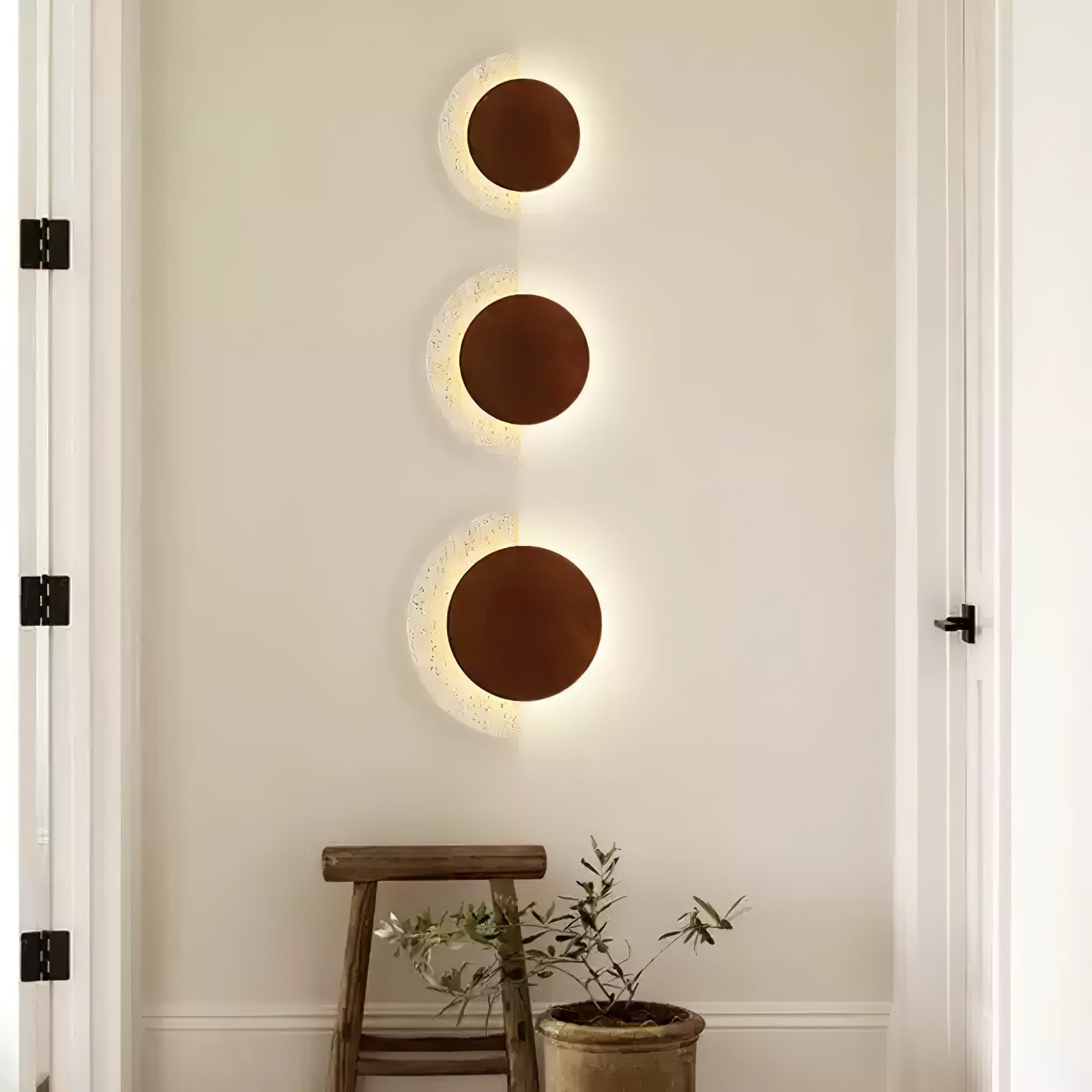 crescent-halo-plug-in-wall-sconce-anzaz-Yellow Travertine & Wood Color (Warm Light)-5