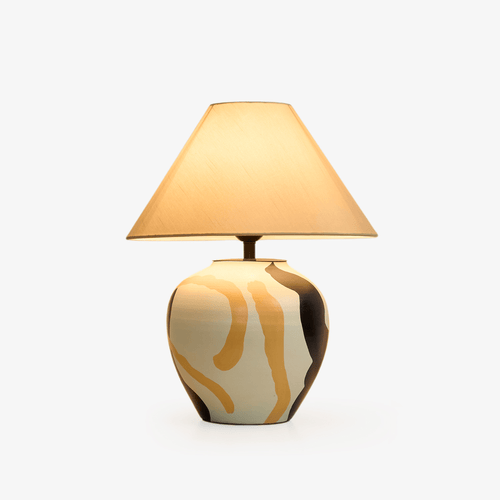 abstract-pattern-ceramic-table-lamp-anzaz-Terracotta color & Beige-1