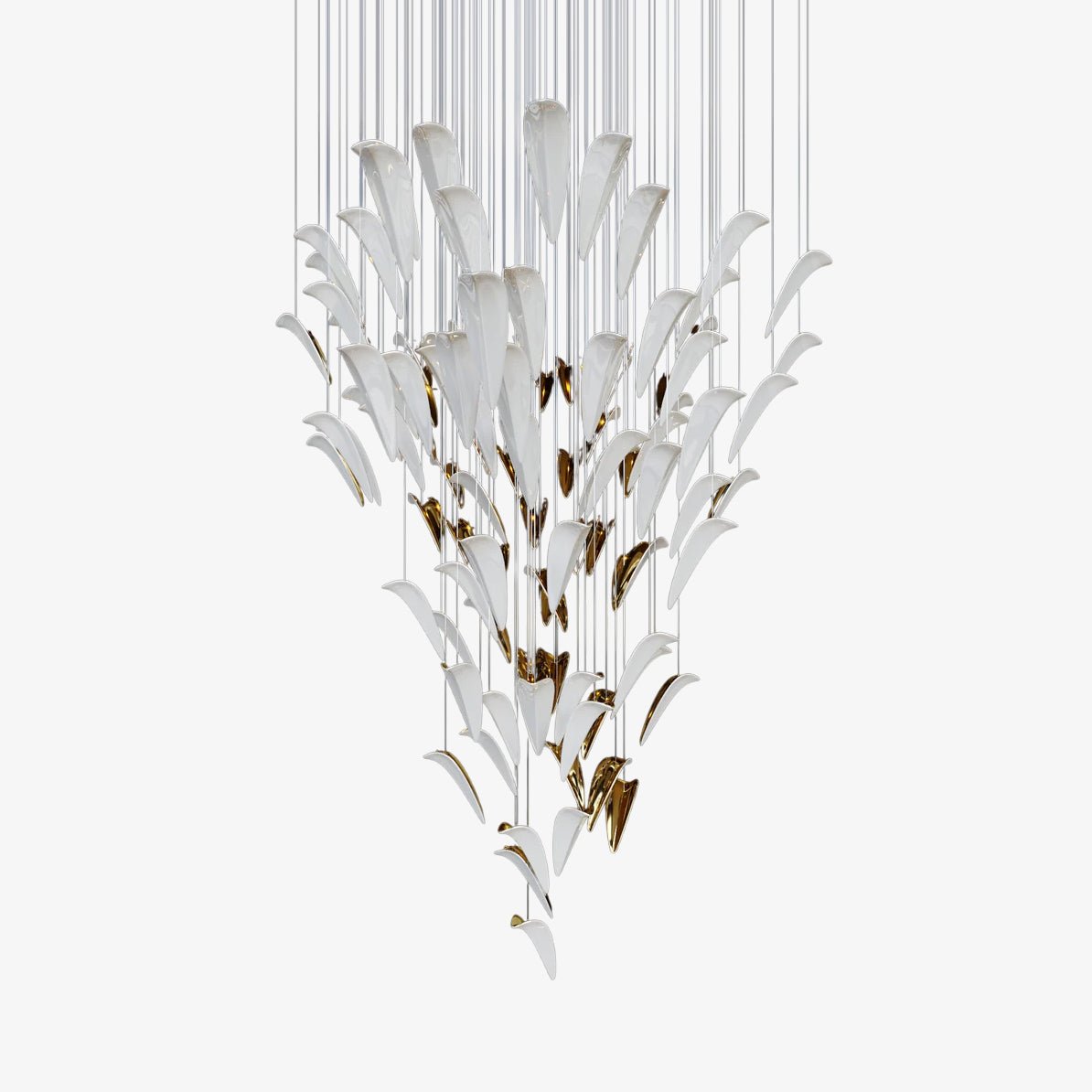 white-feather-art-deco-customize-chandelier-anzaz-No Ceiling Plate-1