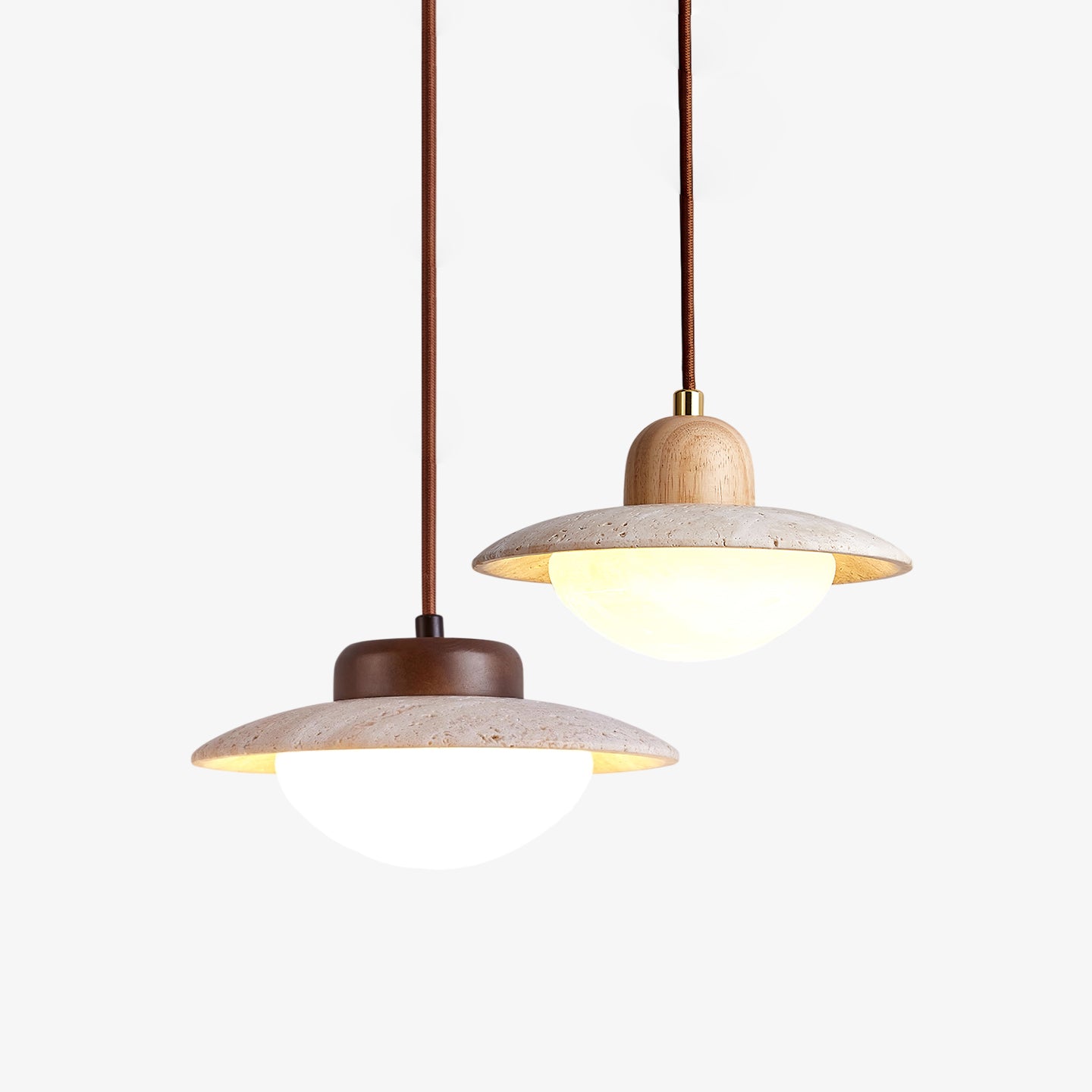 duet-pendant-lamp-anzaz-Wood color & Yellow Travertine-1