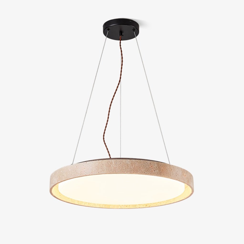travertine-circle-led-pendant-light-anzaz-Yellow Travertine & Dark walnut-1
