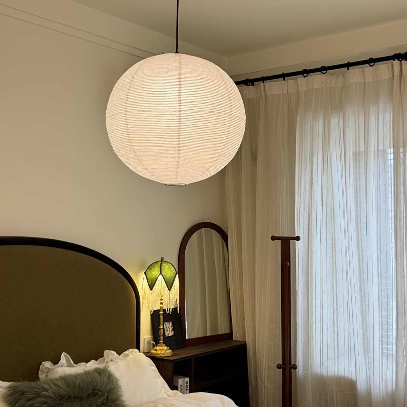 washi-paper-round-series-pendant-lamp-anzaz-White-5
